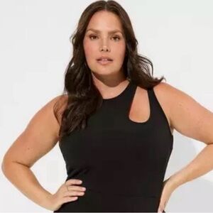 Torrid Studio Knit Asymmetrical Cut Out Tank Top Black Size 3 (22/24) NWT